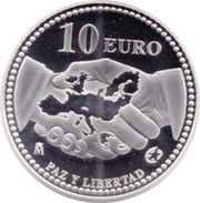 10 Euros - Juan Carlos I 60th Anniversary of Peace and Frredom in Europe, Spain, 2005 reverse image
