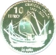 10 Euros Columbus - La Niña, Spain, 2006 reverse image