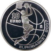 10 Euros - Juan Carlos I Eurobasket Championship, Spain, 2007 reverse image