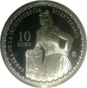 10 Euros Independence War - Manuela Malasaña, Spain, 2008 reverse image