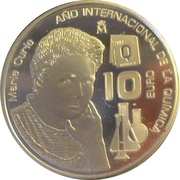 10 Euros - Juan Carlos I Marie Curie, Spain, 2011 reverse image