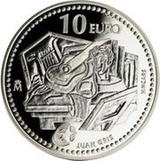 10 Euros - Juan Carlos I Juan Gris, Spain, 2012 reverse image