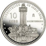 10 Euros - Juan Carlos I Bicentennial of the Constitution, Spain, 2012 reverse image