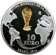 10 Euros - Juan Carlos I FIFA World Cup, Brasil 2014 reverse image