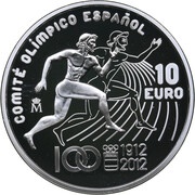 10 Euros - Juan Carlos I Spanish Olympic Comittee, Spain, 2012 reverse image