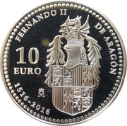 10 Euros Fernando II of Aragón, Spain, 2016 reverse image