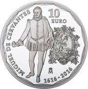 10 Euros - Felipe VI Miguel de Cervantes, Spain, 2016 reverse image