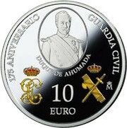 10 Euros - Felipe VI Civil Guard, Spain, 2019 reverse image