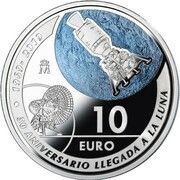 10 Euros - Felipe VI Landing on the Moon, Spain, 2019 reverse image