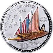 10 Euros - Felipe VI Battle of Lepanto, Spain, 2021 reverse image