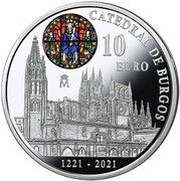 10 Euros - Felipe VI Burgos Cathedral, Spain, 2021 reverse image