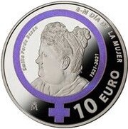 10 Euros - Felipe VI Women's Day - Emilia Pardo Bazán, Spain, 2021 reverse image
