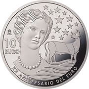 10 Euros - Felipe VI Euro Coinage, Spain, 2022 reverse image