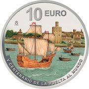 10 Euros Magellan-Elcano Expedition - The arrival, Spain, 2022 reverse image