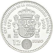 12 Euros - Juan Carlos I Constitution, Spain, 2003 reverse image
