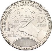 12 Euros - Juan Carlos I Treaty of Rome, Spain, 2007 reverse image