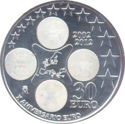 30 Euros - Juan Carlos I Euro Circulation, Spain, 2012 reverse image