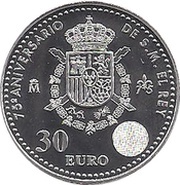 30 Euros - Juan Carlos I Diamond Jubilee, Spain, 2013 reverse image