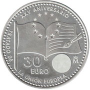30 Euros - Felipe VI Treaty on the European Union, Spain, 2017 reverse image