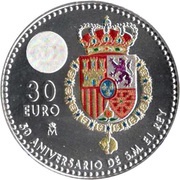30 Euros - Felipe VI 50th Birthday of King Felipe VI, Spain, 2018 reverse image