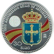30 Euros - Felipe VI Kingdom of Asturias, Spain, 2018 reverse image