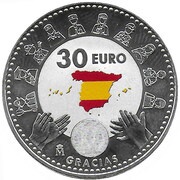 30 Euros - Felipe VI Anonymous heroes, Spain, 2020 reverse image