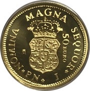 50 Euros 1 Escudo of Fernando VI minted in 1759, Spain, 2018 reverse image
