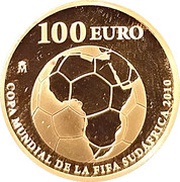 100 Euros - Juan Carlos I FIFA World Cup, South Africa, Spain, 2009 reverse image
