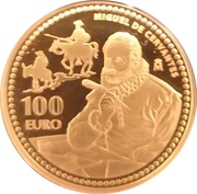 100 Euros - Juan Carlos I Miguel de Cervantes, Spain, 2013 reverse image