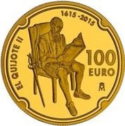 100 Euro - Felipe VI Don Quixote, Spain, 2015 reverse image