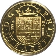 100 Euros 2 Escudos of Felipe III minted in 1607 obverse image
