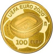 100 Euros - Felipe VI UEFA EURO 2020, Spain, 2020 reverse image