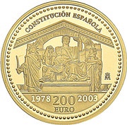 200 Euros - Juan Carlos I 25 years of the Constitution, Spain, 2003 reverse image