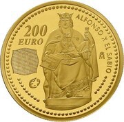 200 Euros - Juan Carlos I Alfonso X "El Sabio", Spain, 2008 reverse image