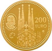 200 Euros - Juan Carlos I Gaudi's Sagrada Familia, Spain, 2010 reverse image