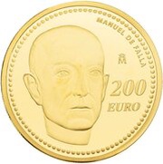 200 Euros - Juan Carlos I Manuel de Falla, Spain, 2014 reverse image