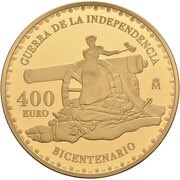 400 Euros Spanish War of Independence, Spain, 2008 reverse image