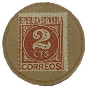2 Centimos numeral ; dark brown obverse image