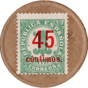 45 Centimos countermark on 1 centimo obverse image