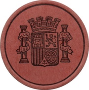 45 Centimos countermark on 1 centimo, Spain, 1938 reverse image
