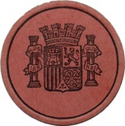 45 Centimos countermark on 2 red centimos, Spain, 1938 reverse image