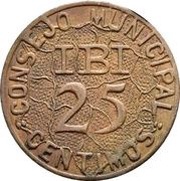 25 Centimos Ibi; with map obverse image