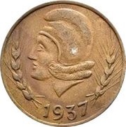 25 Centimos Ibi; with map, Spain, 1937 reverse image