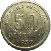 50 Centimos Asturias and León, Spain, 1937 reverse image