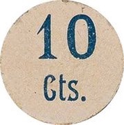 10 Céntimos Calella, Spain, 1937 reverse image
