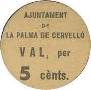 5 Céntimos La Palma de Cervelló obverse image