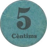 5 Céntimos Súria, Spain,  reverse image