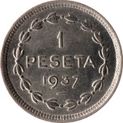1 Peseta Euzkadi, Spain, 1937 reverse image