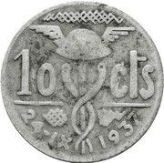 10 Centimos Olot, Spain, 1937 reverse image