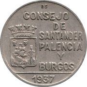 1 Peseta Santander, Palencia and Burgos obverse image